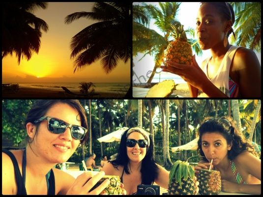 With Miriam, Rebecca, & Nelly @ Playa Cosón: Piña coladas Made the right way! 